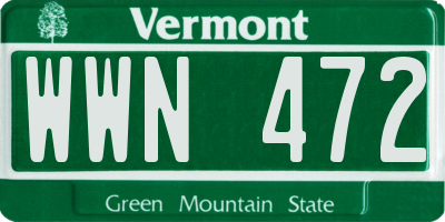 VT license plate WWN472