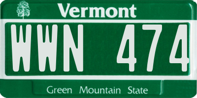 VT license plate WWN474