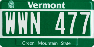 VT license plate WWN477