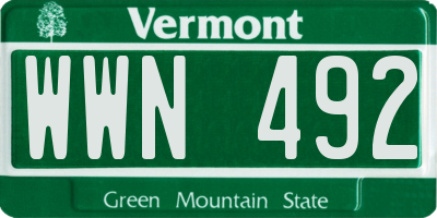 VT license plate WWN492