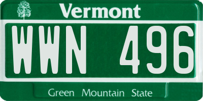 VT license plate WWN496