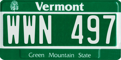 VT license plate WWN497