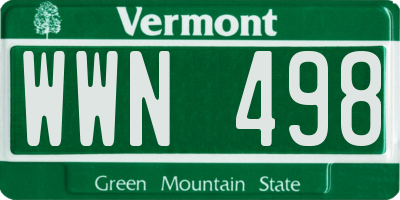 VT license plate WWN498