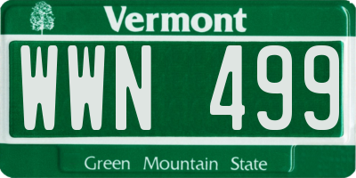 VT license plate WWN499