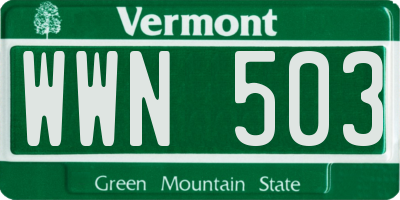 VT license plate WWN503