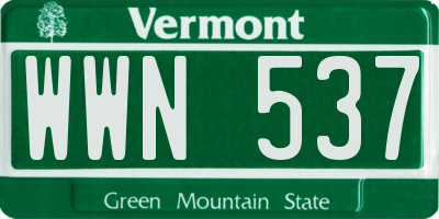 VT license plate WWN537
