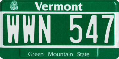VT license plate WWN547