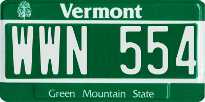 VT license plate WWN554