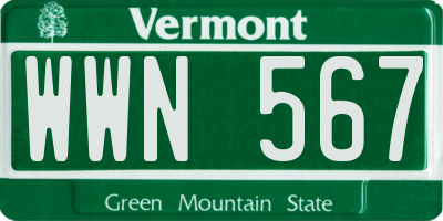 VT license plate WWN567