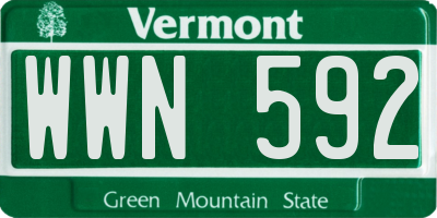 VT license plate WWN592