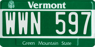 VT license plate WWN597