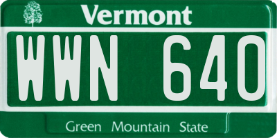 VT license plate WWN640