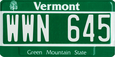 VT license plate WWN645