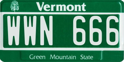 VT license plate WWN666