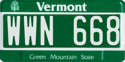 VT license plate WWN668