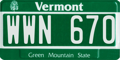VT license plate WWN670