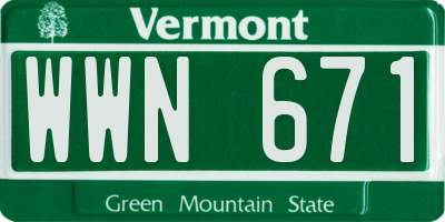VT license plate WWN671