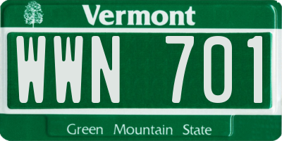 VT license plate WWN701