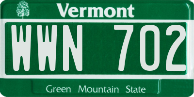 VT license plate WWN702