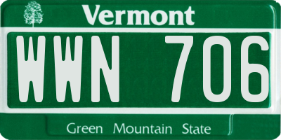 VT license plate WWN706