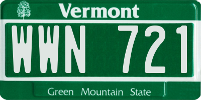 VT license plate WWN721