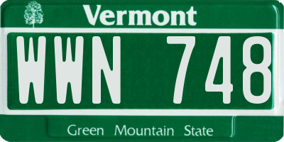 VT license plate WWN748