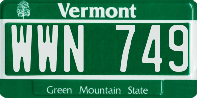 VT license plate WWN749