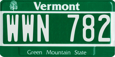 VT license plate WWN782