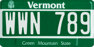 VT license plate WWN789