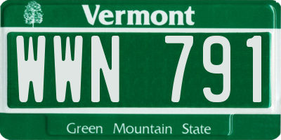 VT license plate WWN791