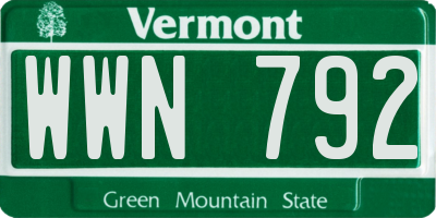 VT license plate WWN792