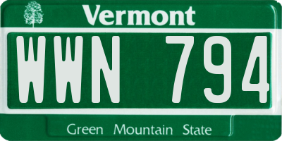 VT license plate WWN794