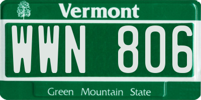 VT license plate WWN806