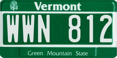 VT license plate WWN812