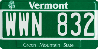 VT license plate WWN832