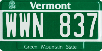 VT license plate WWN837