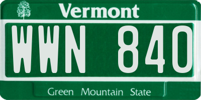 VT license plate WWN840