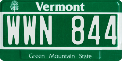 VT license plate WWN844