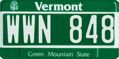 VT license plate WWN848