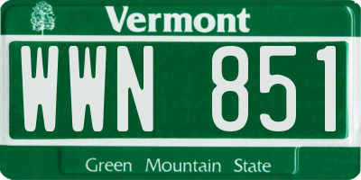 VT license plate WWN851