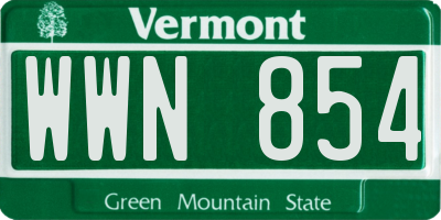 VT license plate WWN854