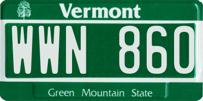 VT license plate WWN860