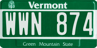 VT license plate WWN874