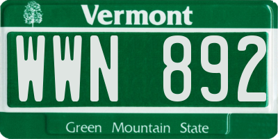 VT license plate WWN892
