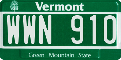 VT license plate WWN910