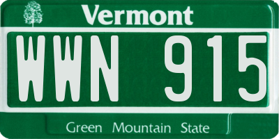 VT license plate WWN915