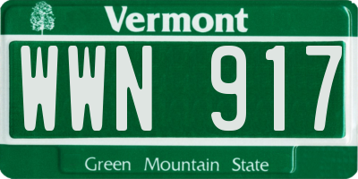 VT license plate WWN917
