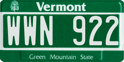 VT license plate WWN922
