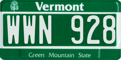 VT license plate WWN928