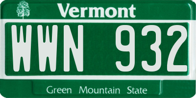 VT license plate WWN932